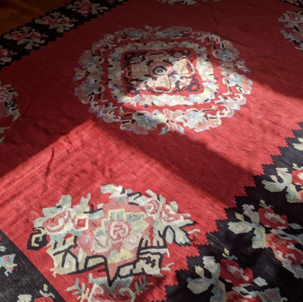 Vintage Turkish Hand Woven Floral Style Rug